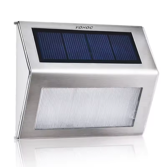 YOHOG 3LED Step Light Stainless Steel Solar Fence Lights Waterproof Outdoor LED Wall Lamps Deck Lights For Stair Garden Fence Patio