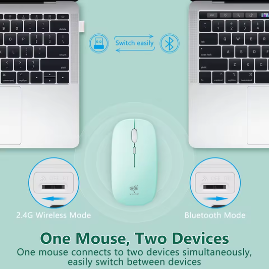 xyop Rechargeable Wireless Bluetooth Mouse for Computer PC Mouse Dual Modes Bluetooth 4.0 + USB Wireless Mouse 3 Adjustable DPI
