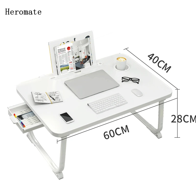 Heromate Bedroom desk laptop desk lazy person desk bay window desk folding table small table board-style retractable table