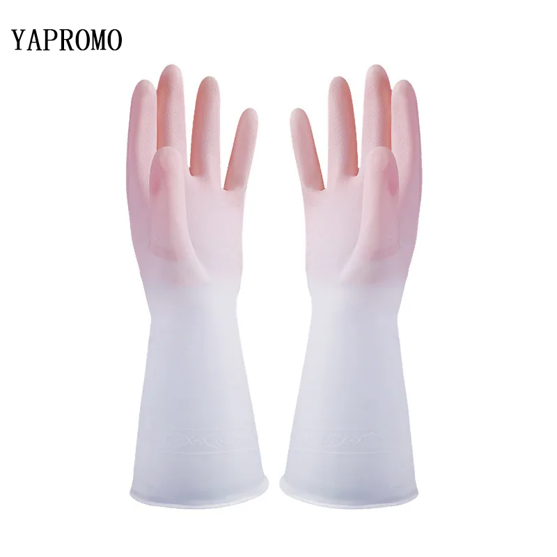 YAPROMO Household Dishwashing Gloves Women Washing Clothes Waterproof Rubber Gloves Thin Household Brush Bowl Latex Gloves