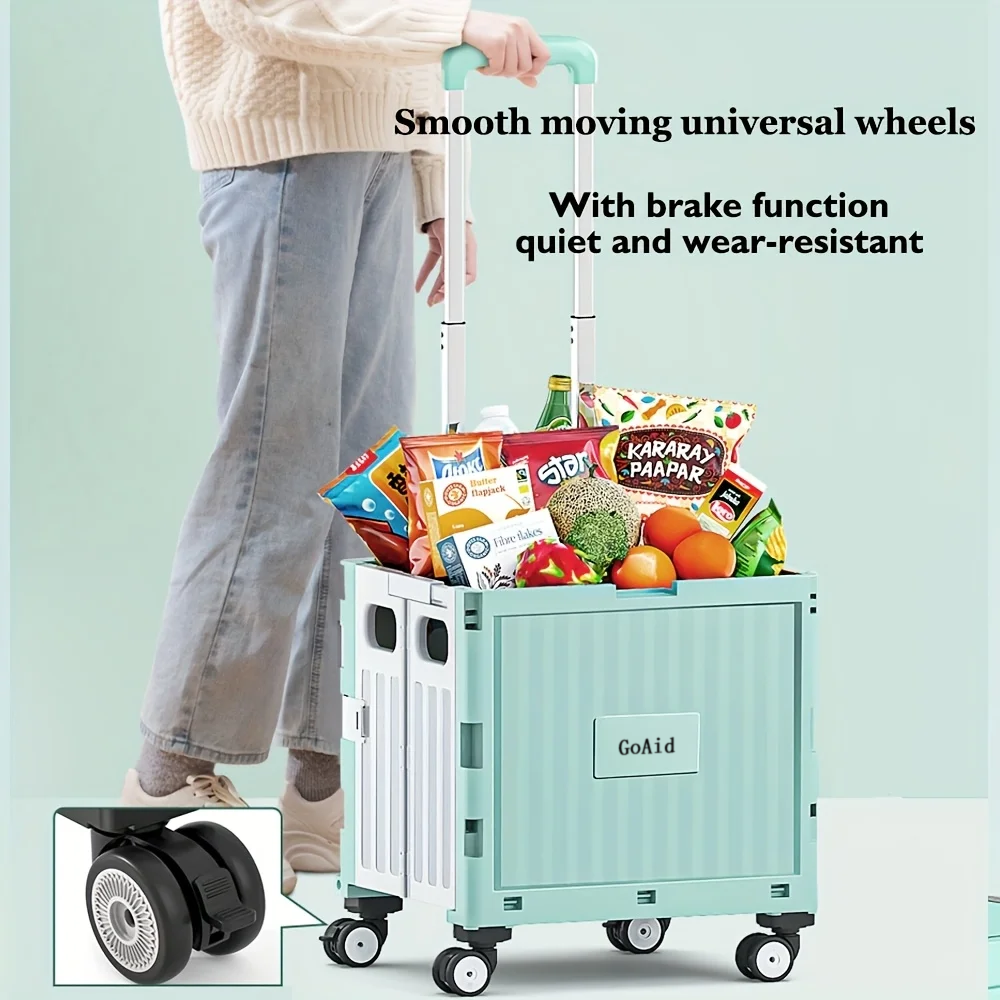 GoAid Folding shopping cart supermarket trolley outdoor trolley trailer large capacity portable small shopping cart cartsnamelywheeled collapsible