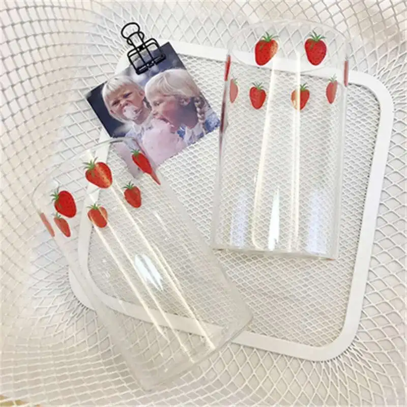 Vielara 300 ML Cute Strawberry Water Milk Drinking Glasses Cup Upgrade Thickened Version Gift