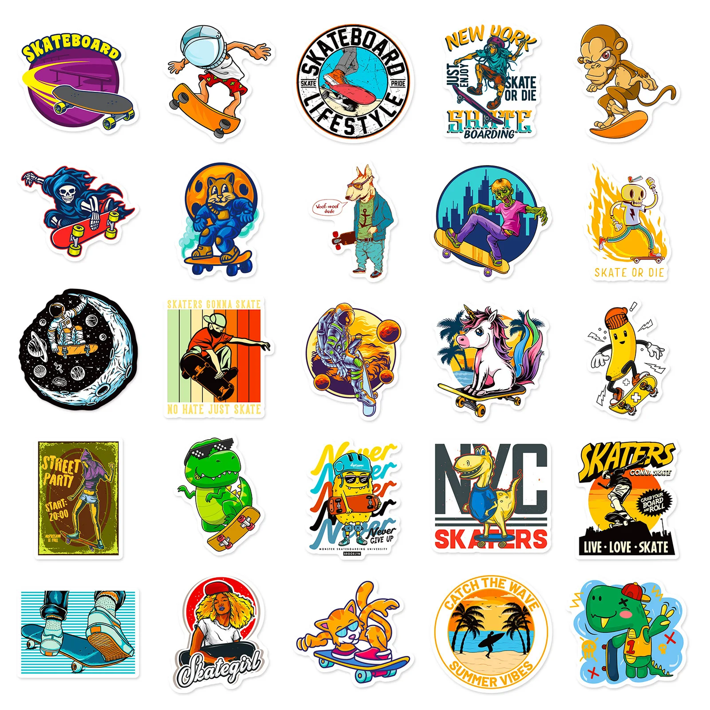 Zorva 50 PCS Skateboard Sport Stickers DIY For Laptop Guitar Water Bottle Bike Anime Cartoon Graffiti waterproof ticker Toys
