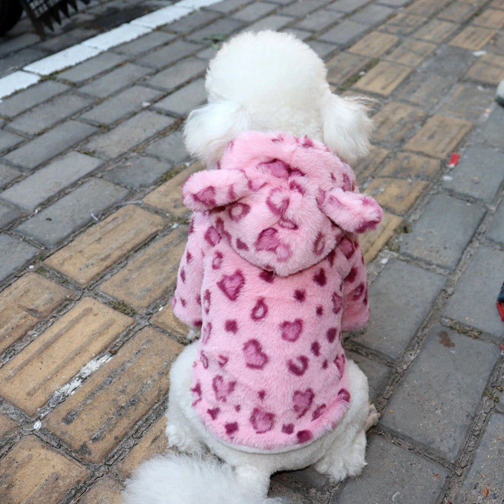 Mozipet Winter Pet Dog Clothes Warm Fleece Dog Hoodie Leopard Dog Coat Jacket for Small Dogs Pets Costumes Clothing for pets