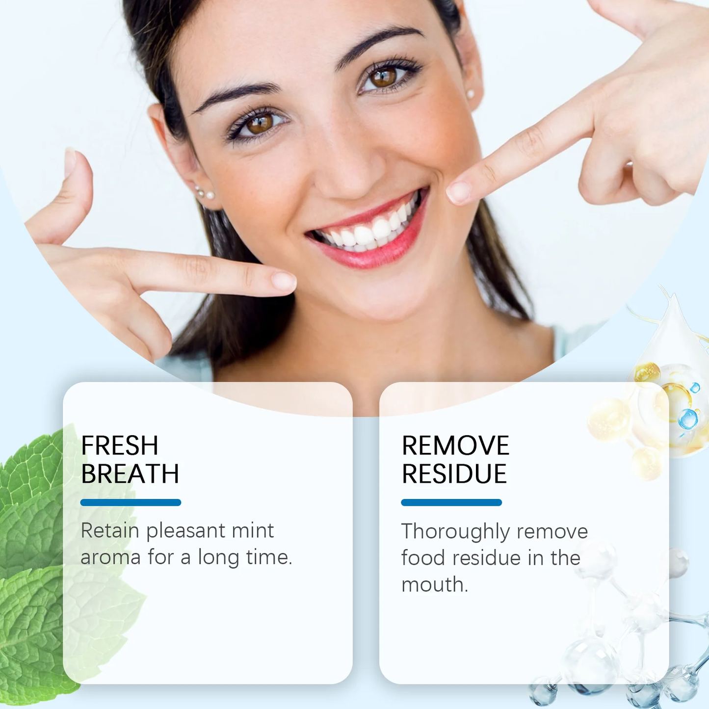 GLEAMORE 30ml Portable Mint Bad Breath Mouthwash Fresheners Mouth Oral Odor Removal Lasting Aroma Remove Tartar Deep Cleaning Mouthwash