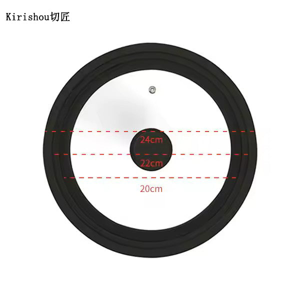 Kirishou Universal Lid for Pots Pans Cookware Tempered Glass Lid for Skillets with Silicone Rim Replacement Lids for Frying Pan Pot lid