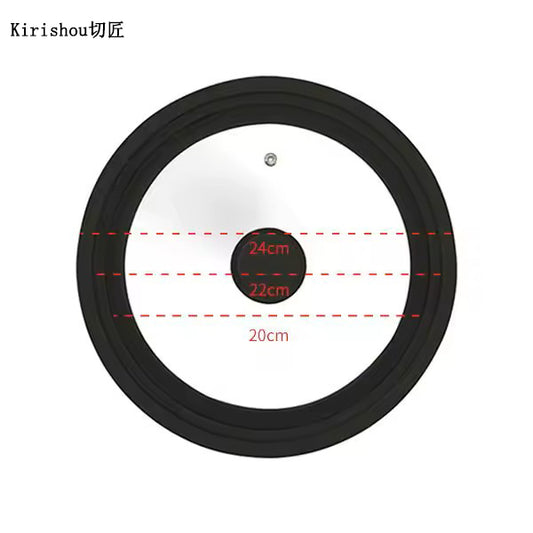 Kirishou Universal Lid for Pots Pans Cookware Tempered Glass Lid for Skillets with Silicone Rim Replacement Lids for Frying Pan Pot lid