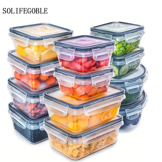 SOLIFEGOBLE 12pcs-set Food Airtight containers Microwave safe BPA Free Food Grade PP Plastic Container Containers for household or kitchen use