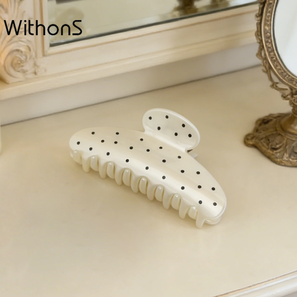 WITHONS 1 pieces of women's polka dot semi-circular hair accessories simple and fashionable temperament cute claw Hair barrettes