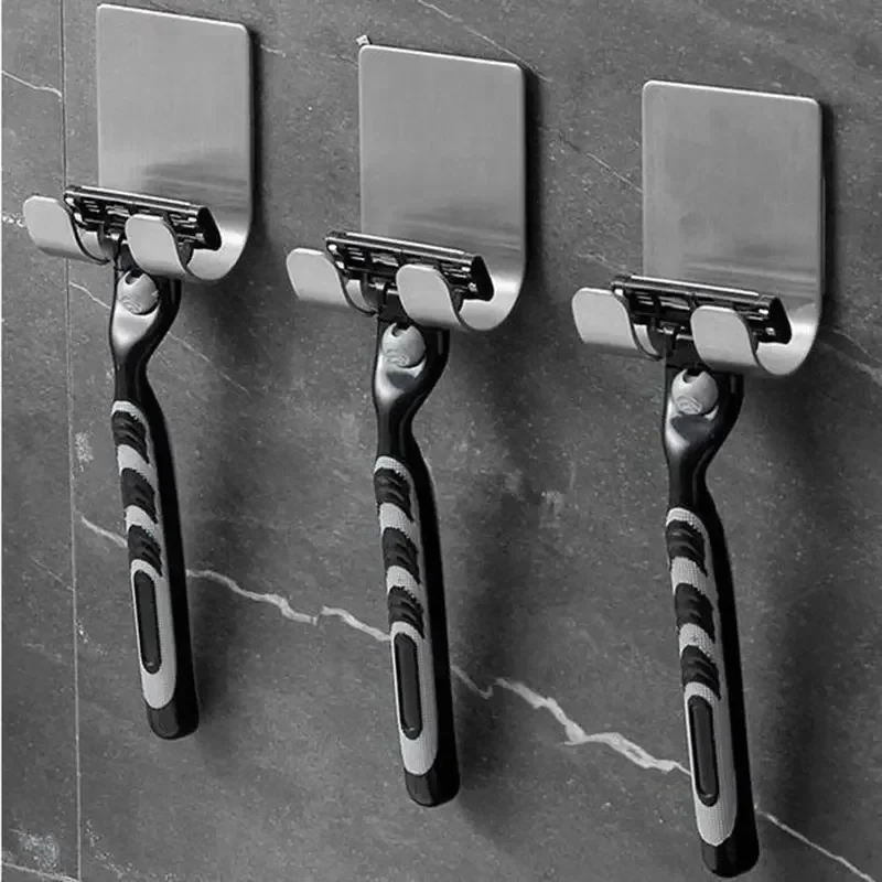 Dingdang Home 2pcs Razor Holder 304 Stainless Steel Men Shaving Shaver Razor Stand Shelf Shaving Razor Storage Rack Bathroom Hook Organizer