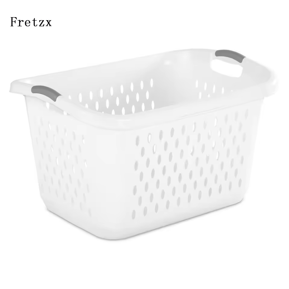 Fretzx Jumbo Plastic Laundry Basket with Ventilation Holes Comfortable Carrying Handles Efficient Loading Ideal Home Dorm Room Storage