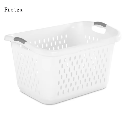 Fretzx Jumbo Plastic Laundry Basket with Ventilation Holes Comfortable Carrying Handles Efficient Loading Ideal Home Dorm Room Storage
