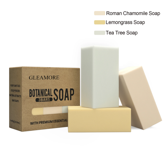 GLEAMORE Handmade Soap Gift Set 3 Pack of Essential Oil Soap Perfumed Soap Cleaning