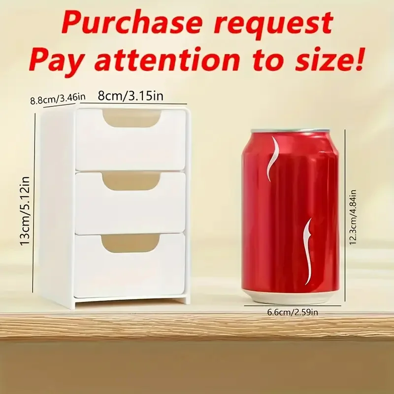 PurrSpace 3-Tier plastic boxes Organizer with Drawers Multifunctional Countertop Storage for Office Supplies