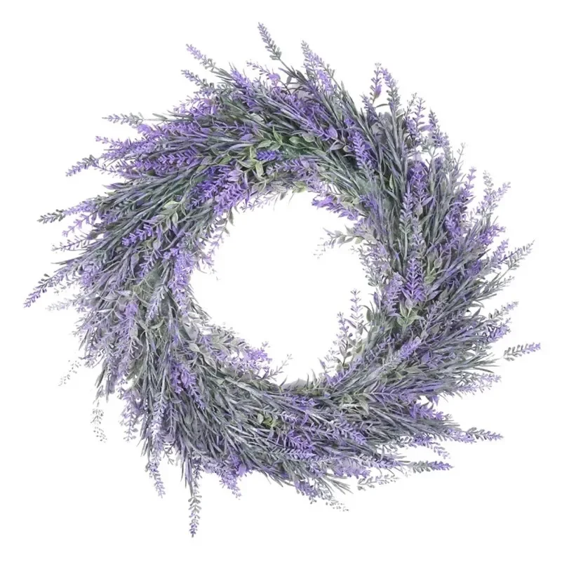 HENGYU 1PC Artificial Plant Lavender Wreath - DIY Holiday Wedding Party Wall Hanging & Door Hanging Decoration