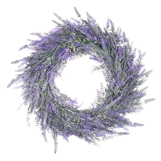HENGYU 1PC Artificial Plant Lavender Wreath - DIY Holiday Wedding Party Wall Hanging & Door Hanging Decoration