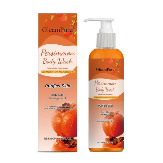 GleamPure Persimmon Shower Gel Persimmon Extract For Men and Women Gentle on All Skin Types Deodorizing Soap Rose Scent Bathing Lotions