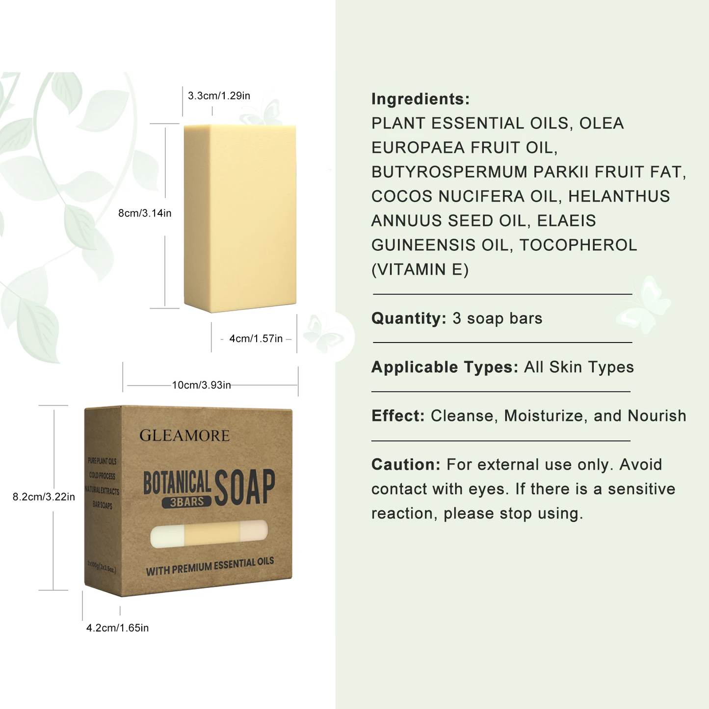 GLEAMORE Handmade Soap Gift Set 3 Pack of Essential Oil Soap Perfumed Soap Cleaning
