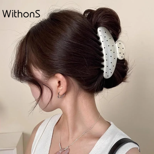 WITHONS 1 pieces of women's polka dot semi-circular hair accessories simple and fashionable temperament cute claw Hair barrettes