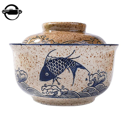 6.5inch Bowl With Lid Ceramic Bowl For Soup Rice Noodle And Porridge Kitchen Tableware