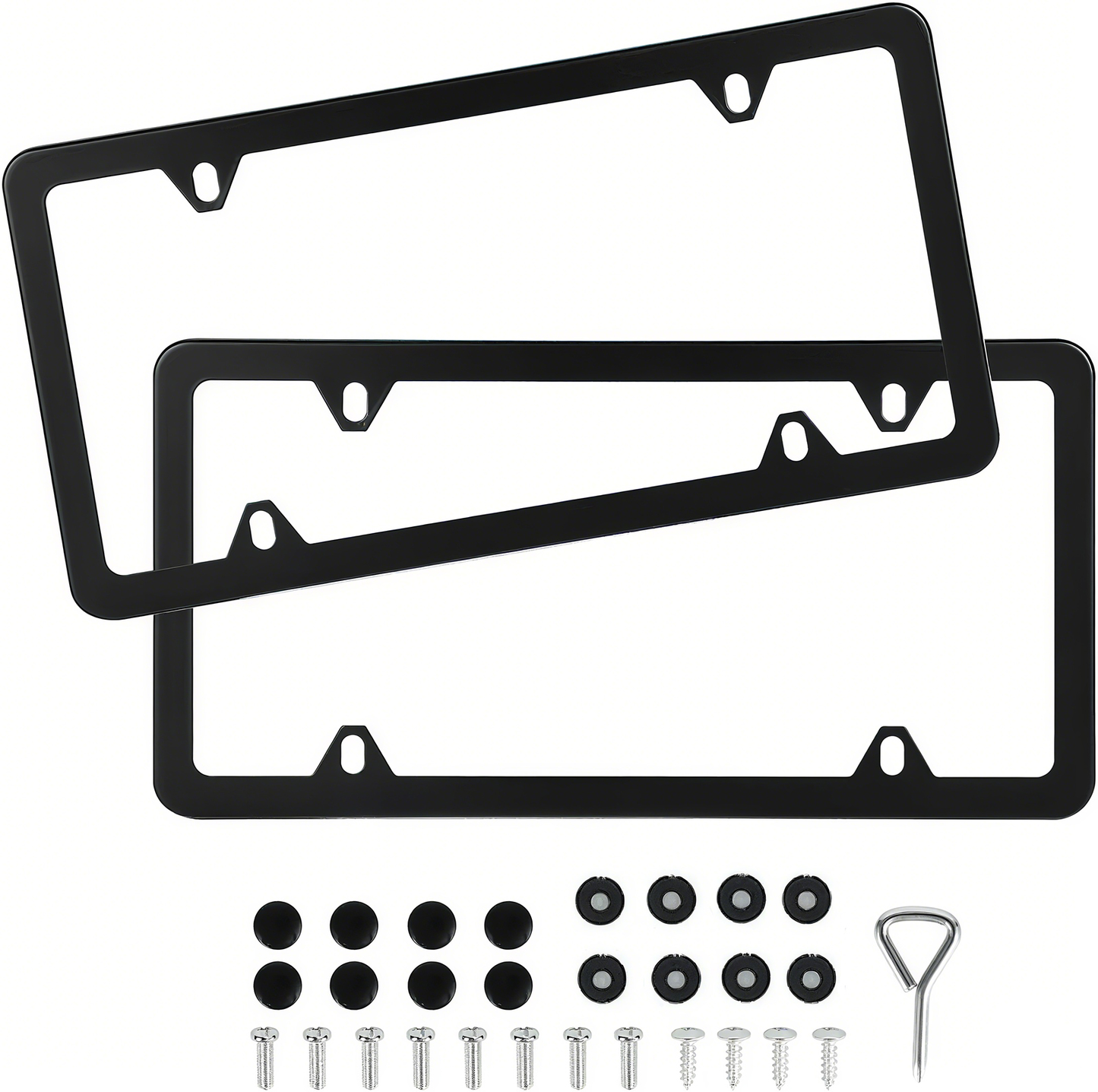 Zypherion 2 Pcs Stainless Steel US-Spec License Plate Frame with Square Holes and Slim Edges Includes Accessory Screws and Wrench US size