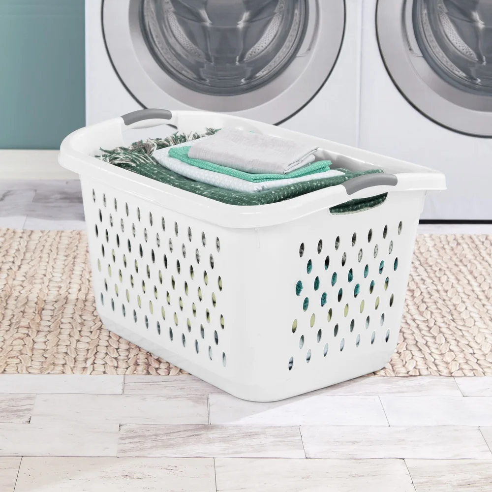 Fretzx Jumbo Plastic Laundry Basket with Ventilation Holes Comfortable Carrying Handles Efficient Loading Ideal Home Dorm Room Storage
