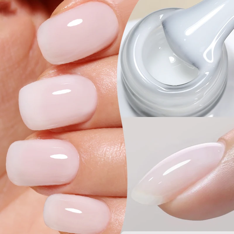 GLEAMORE 10ml Milky Jelly White Gel Nail Varnish Translucent Semi Permanent Soak Off UV LED Gel Varnish Manicure Nail Art