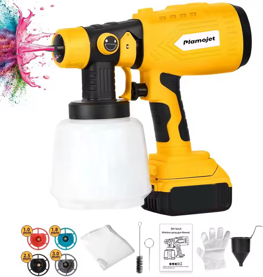 Plamojet Paint Sprayer for Dewalt 20V Max Battery 200W Motor, 4 Copper Nozzles, HVLP for Interior/Exterior Home Painting (No Battery)