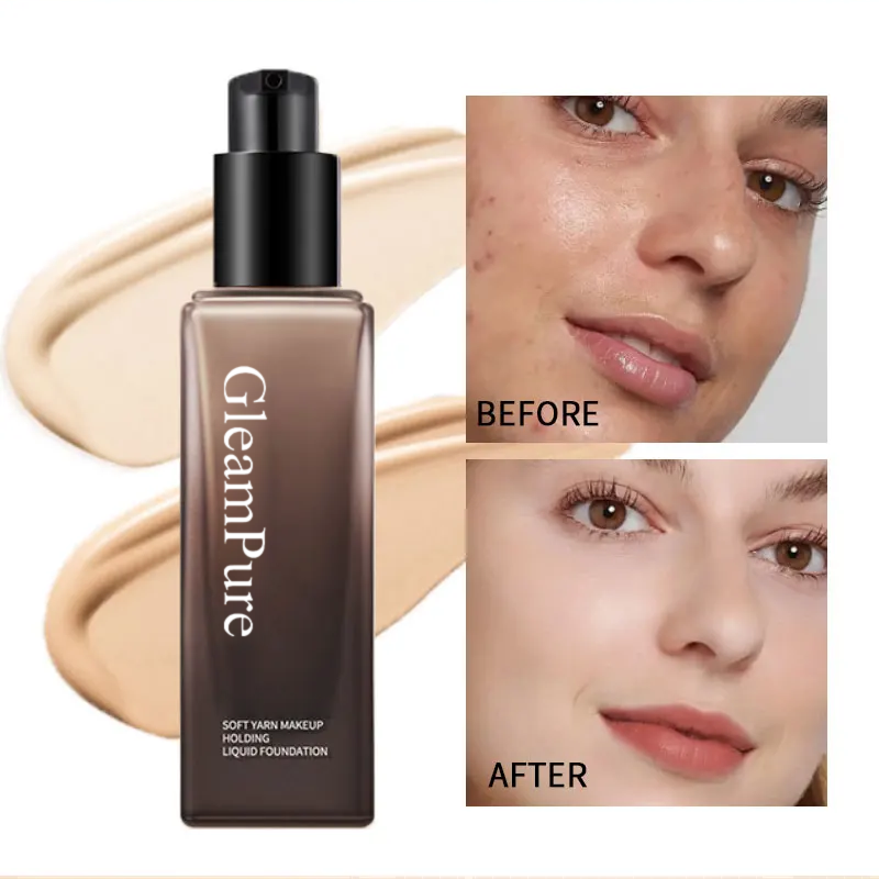 GleamPure Creamy Foundation Long-lasting Makeup - 12H Natural Base Skin-toned Fit Natural-looking Lightweight Buildable Coverage