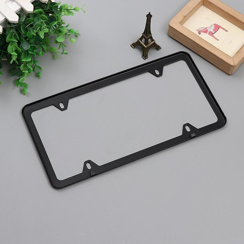 Zypherion 2 Pcs Stainless Steel US-Spec License Plate Frame with Square Holes and Slim Edges Includes Accessory Screws and Wrench US size