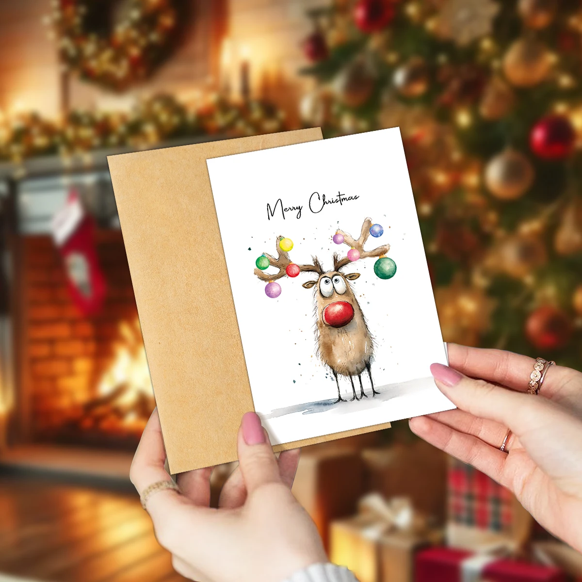 FLORENTE 12pcs Christmas Greeting Cards With Envelopes,For Sending Holiday Wish,Christmas Gift Exchange,Handwritten Note To Friend Family