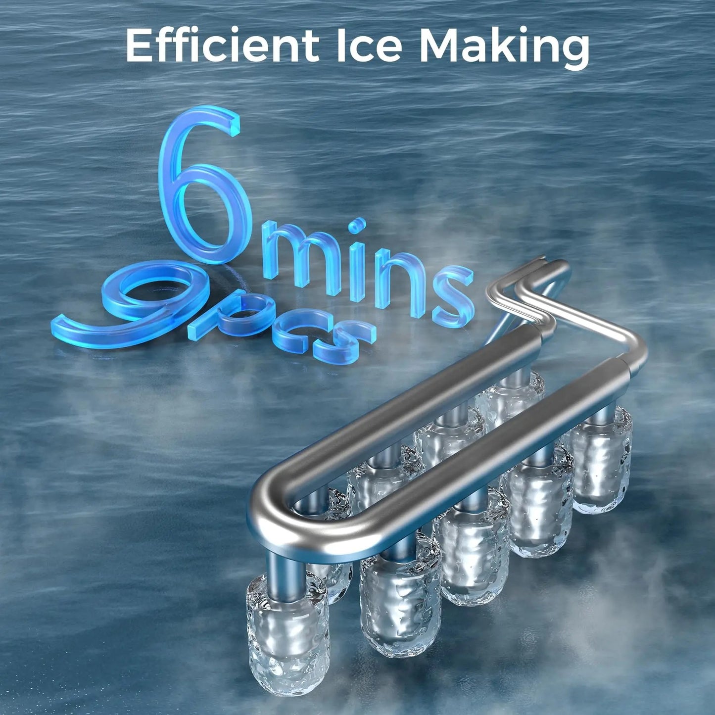 FROZTIVA  Ice Machine Smart Touch 9 Cubes in 6 Minutes Self-Cleaning Ice Cube Maker with Ice Scoop