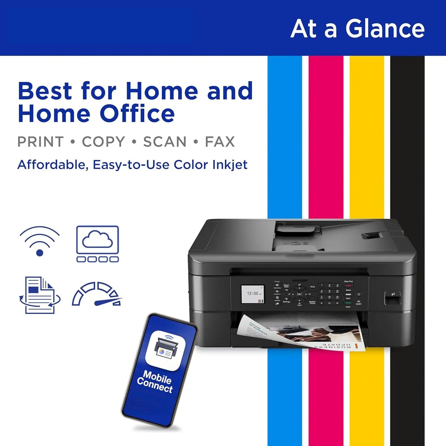 AXILOOP Wireless Inkjet Document Printer with Mobile Device and Duplex Printing