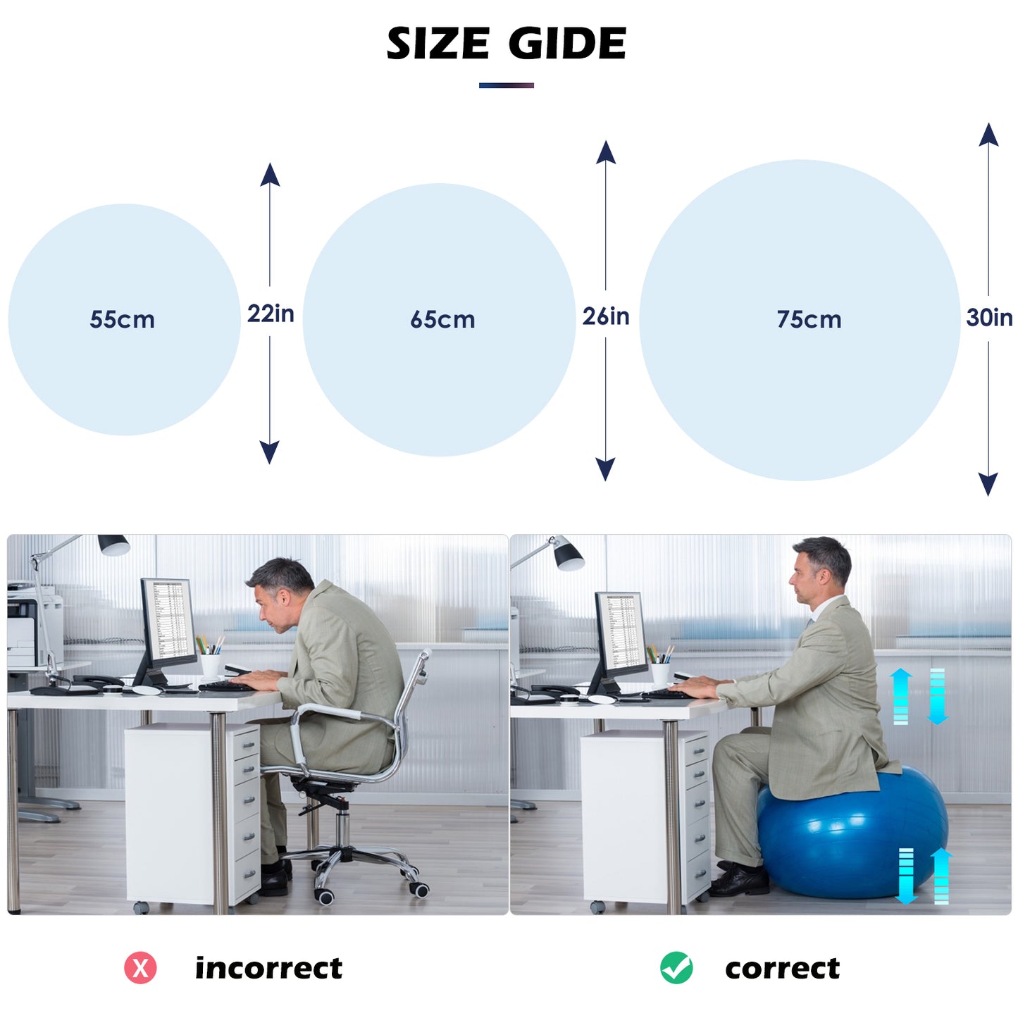 VEICK Diameter PVC Fitness Balls Yoga Ball Thickened Explosion-proof Exercise Home Gym Pilates Equipment Balance Ball