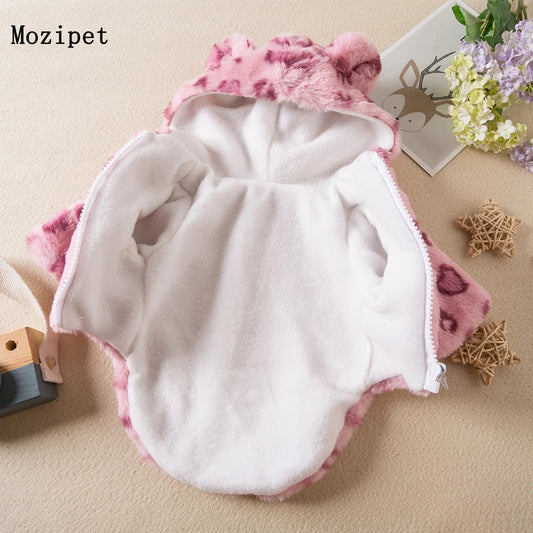 Mozipet Winter Pet Dog Clothes Warm Fleece Dog Hoodie Leopard Dog Coat Jacket for Small Dogs Pets Costumes Clothing for pets