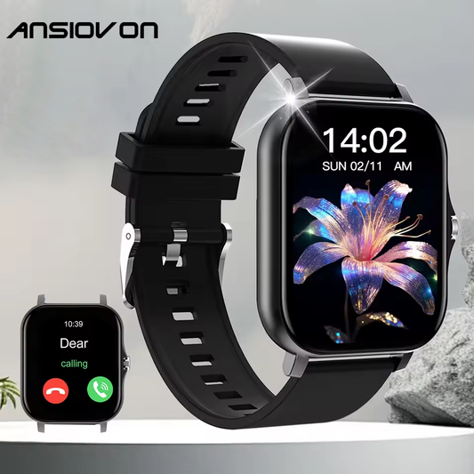 ANSIOVON Smart Watch Bluetooth Call Smartwatch Touch Dial for Android Music Fitness Tracker Sports Watches