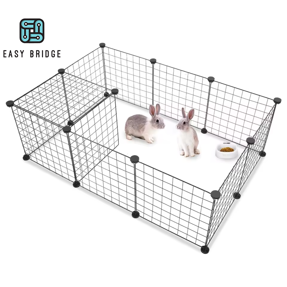 EASY BRIDGE Pet Playpen Small Animal Cage Indoor Portable Metal Wire Yard Fence for Small Animals Kennel Crate Fence Tent