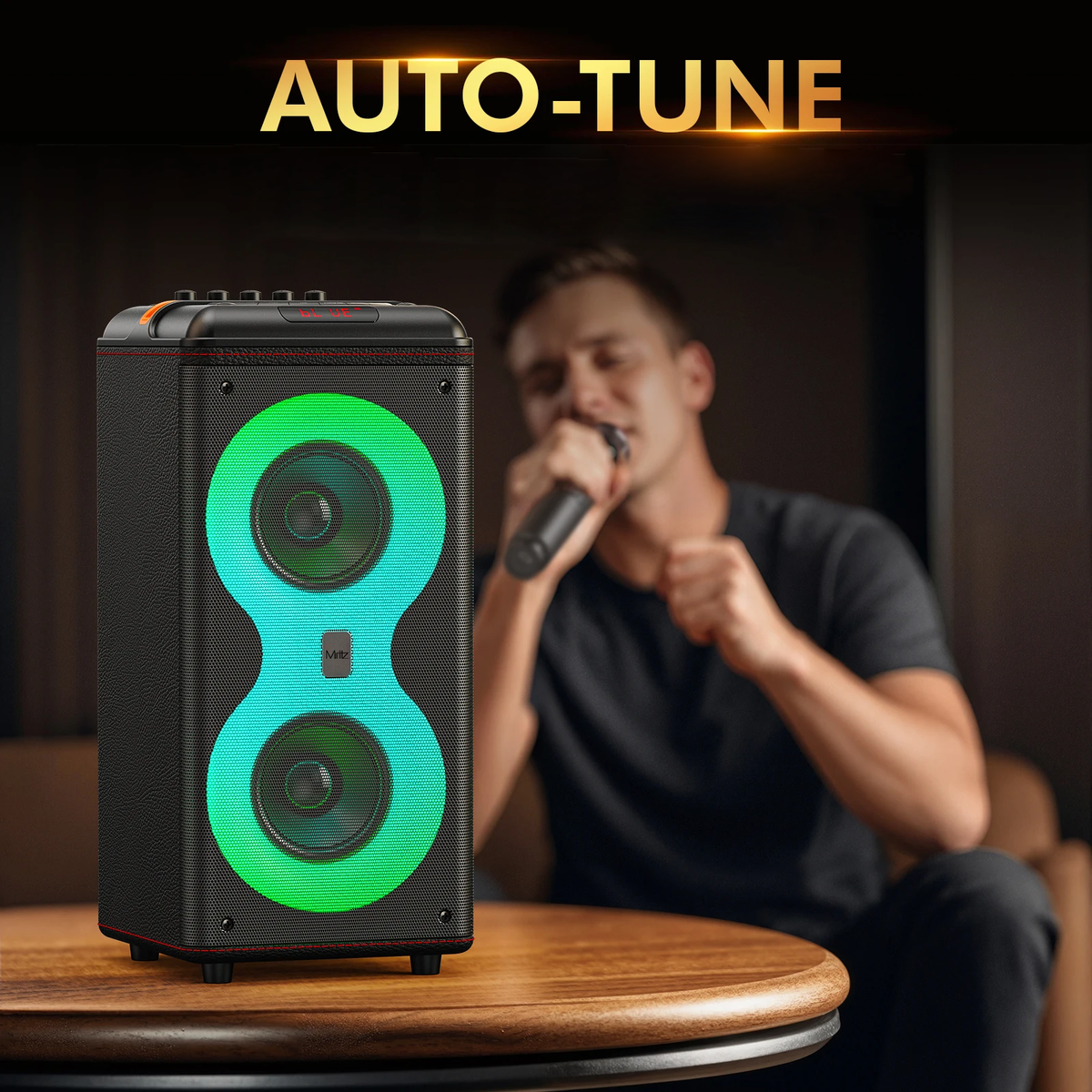 Miritz 500W Electric audio playback units Bluetooth Wireless 8000MAH Huge Sound Large Speaker Dual 6.5-inchsubwoofers with lights and speakers