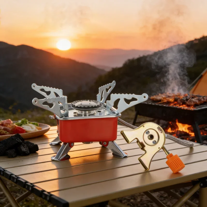 ELIVEO Outdoor Mini Square Portable Folding Gas Stove Ultra-Light Camping Cassette Cooker Travel Hiking Equipment Portable stoves