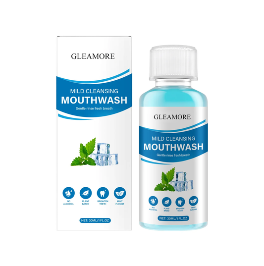GLEAMORE 30ml Portable Mint Bad Breath Mouthwash Fresheners Mouth Oral Odor Removal Lasting Aroma Remove Tartar Deep Cleaning Mouthwash
