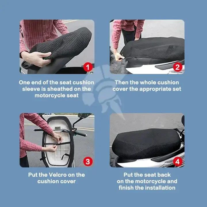 Summer Cool 3D Mesh Motorcycle Seat Cover Breathable Scooter Seat Covers Cushion Anti-Slip cover Grid Protection pad saddle covers for motorcycles