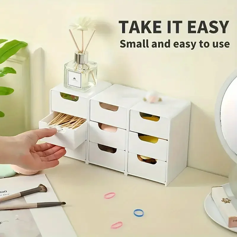 PurrSpace 3-Tier plastic boxes Organizer with Drawers Multifunctional Countertop Storage for Office Supplies