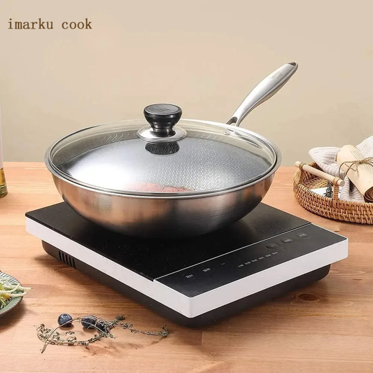 imarku cook Durable Tempered Glass Pot Cover Round Anti-scalding Frying Pan Cover Universal Stainless Steel Wok Pan Lid Cookware Parts Pot lids