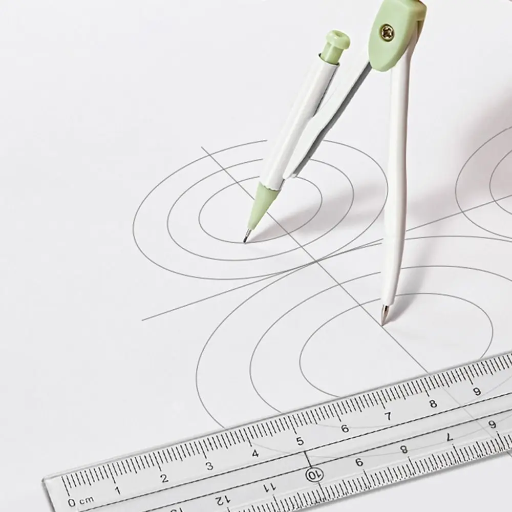 Janten 8PCS/Set Plastic Ruler Compasses Set Eraser Transparent Measuring Ruler Straight Ruler Set Square Protractor School