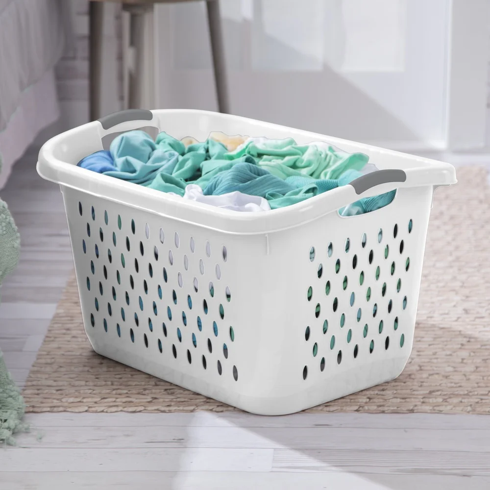 Fretzx Jumbo Plastic Laundry Basket with Ventilation Holes Comfortable Carrying Handles Efficient Loading Ideal Home Dorm Room Storage