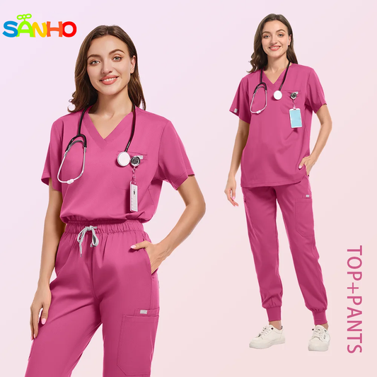 SANHO Surgical Uniform Woman Top With Skirt Scrubs Medical Uniforms Woman Big Sizes Clinical Uniform Stitch Unisex Medical treatment apparel