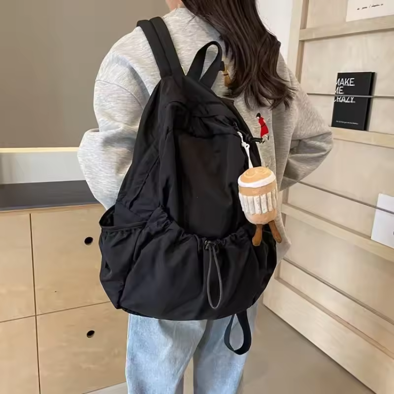 WITHONS Casual Backpack Women Large Capacity Fashion Junior High School Student Pleat School bags Cloth Bag Korean Travel Backpack