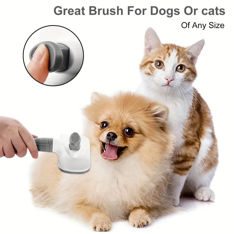 Janten 2-in-1 Pet Grooming Brush Massaging Deshedder with Easy Cleanup Brushes for pets