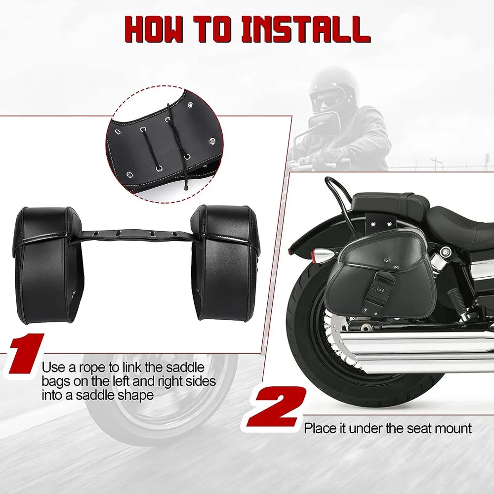 Zevybike Password Lock Motorcycle Saddlebags Side Tool Storage Saddle Bags Universal