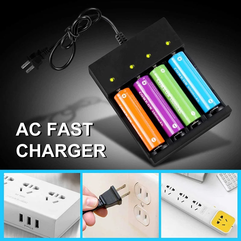 kingreplace 4 Bay Smart Universal Charger for 3.7V Rechargeable Li-ion Batteries